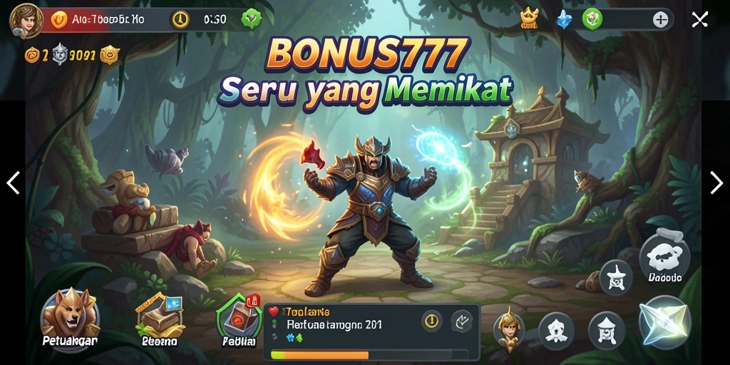 Tampilan antarmuka permainan BONUS777 dengan visual yang menakjubkan.