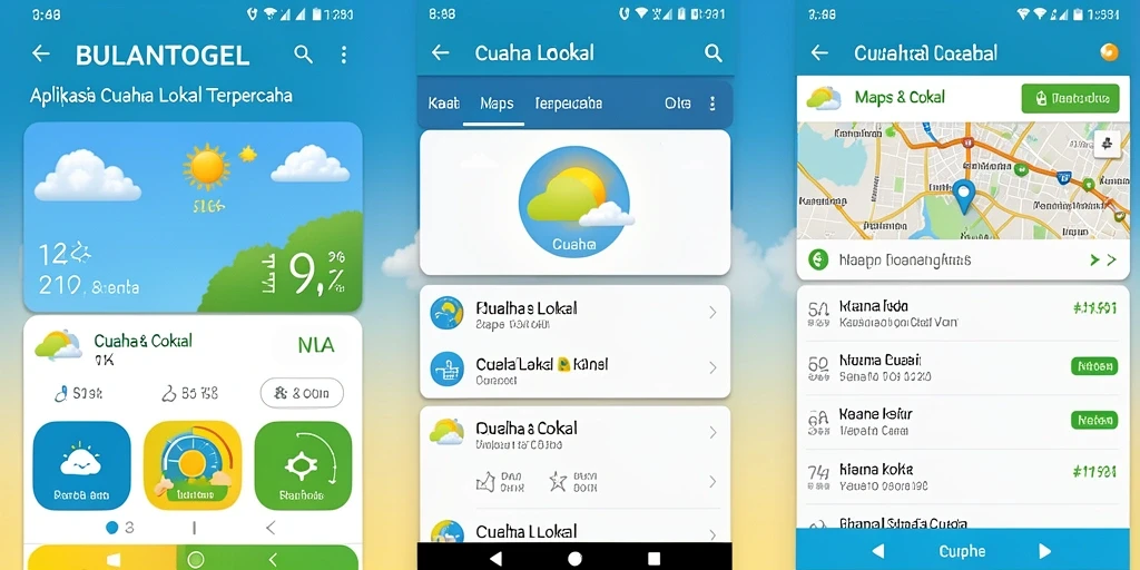 Tampilan antarmuka aplikasi Cuaca Lokal BULANTOGEL yang informatif.