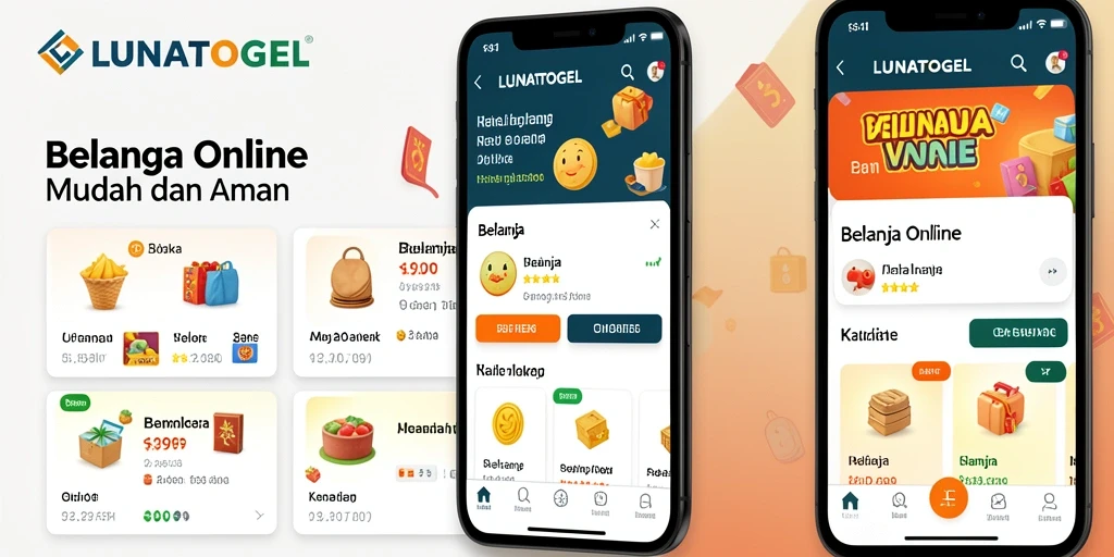 Tampilan utama antarmuka aplikasi LUNATOGEL yang menarik saat berbelanja online.